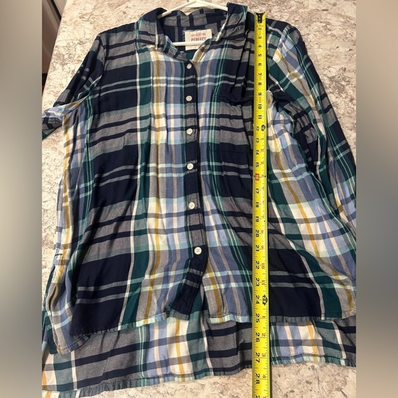 SO Plaid Button Up Shirt Blue Green XL Juniors - Picture 9 of 9